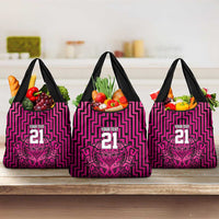 Custom Basketball New Zealand Grocery Bag Pink Maori Ta Moko Indigenous LT9 3-pack One Size Pink - Polynesian Pride