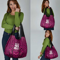Custom Basketball New Zealand Grocery Bag Pink Maori Ta Moko Indigenous LT9 - Polynesian Pride