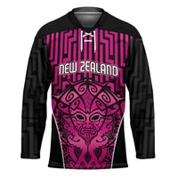 Custom Basketball New Zealand Hockey Jersey Pink Maori Ta Moko Indigenous - Polynesian Pride