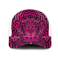 Basketball New Zealand Mesh Trucker Cap Pink Maori Ta Moko Indigenous LT9 One Size White Pink - Polynesian Pride