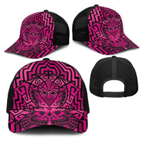 Basketball New Zealand Mesh Trucker Cap Pink Maori Ta Moko Indigenous LT9 - Polynesian Pride