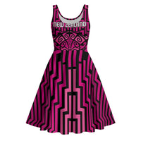 Custom Basketball New Zealand Midi Dress Pink Maori Ta Moko Indigenous - Polynesian Pride
