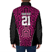 Custom Basketball New Zealand Padded Jacket Pink Maori Ta Moko Indigenous LT9 - Polynesian Pride
