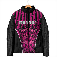 Custom Basketball New Zealand Padded Jacket Pink Maori Ta Moko Indigenous LT9 - Polynesian Pride