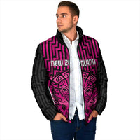 Custom Basketball New Zealand Padded Jacket Pink Maori Ta Moko Indigenous LT9 - Polynesian Pride