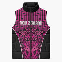 Custom Basketball New Zealand Sleeveless Puffer Jacket Pink Maori Ta Moko Indigenous LT9 Unisex Pink - Polynesian Pride