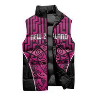 Custom Basketball New Zealand Sleeveless Puffer Jacket Pink Maori Ta Moko Indigenous LT9 - Polynesian Pride
