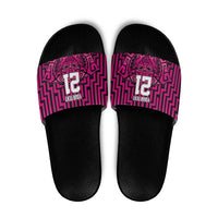 Custom Basketball New Zealand Slide Sandals Pink Maori Ta Moko Indigenous LT9 Pink - Polynesian Pride
