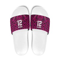 Custom Basketball New Zealand Slide Sandals Pink Maori Ta Moko Indigenous LT9 Pink - Polynesian Pride