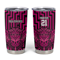 Custom Basketball New Zealand Tumbler Cup Pink Maori Ta Moko Indigenous - Polynesian Pride