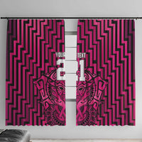Custom Basketball New Zealand Window Curtain Pink Maori Ta Moko Indigenous LT9 With Hooks Pink - Polynesian Pride