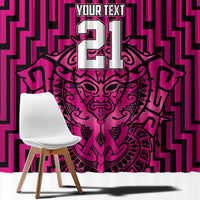 Custom Basketball New Zealand Window Curtain Pink Maori Ta Moko Indigenous LT9 - Polynesian Pride