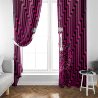 Custom Basketball New Zealand Window Curtain Pink Maori Ta Moko Indigenous LT9 - Polynesian Pride