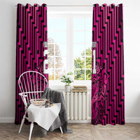 Custom Basketball New Zealand Window Curtain Pink Maori Ta Moko Indigenous LT9 - Polynesian Pride