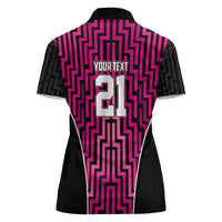 Custom Basketball New Zealand Women Polo Shirt Pink Maori Ta Moko Indigenous - Polynesian Pride