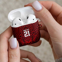Custom Basketball New Zealand AirPods Case Red Maori Ta Moko Indigenous LT9 - Polynesian Pride