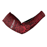 Custom Basketball New Zealand Arm Sleeves Red Maori Ta Moko Indigenous - Polynesian Pride