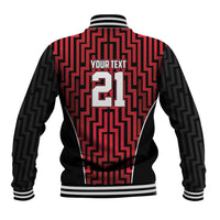 Custom Basketball New Zealand Baseball Jacket Red Maori Ta Moko Indigenous LT9 - Polynesian Pride
