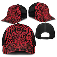 Basketball New Zealand Baseball Net Cap Red Maori Ta Moko Indigenous - Polynesian Pride