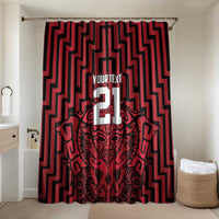 Custom Basketball New Zealand Bathroom Set Red Maori Ta Moko Indigenous LT9 Shower Curtain Only Red - Polynesian Pride