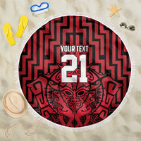 Custom Basketball New Zealand Beach Blanket Red Maori Ta Moko Indigenous LT9 One Size 150cm Red - Polynesian Pride