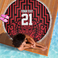 Custom Basketball New Zealand Beach Blanket Red Maori Ta Moko Indigenous LT9 - Polynesian Pride