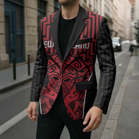 Custom Basketball New Zealand Blazer Red Maori Ta Moko Indigenous LT9 - Polynesian Pride