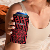 Custom Basketball New Zealand 4 in 1 Can Cooler Tumbler Red Maori Ta Moko Indigenous LT9 - Polynesian Pride