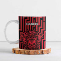 Custom Basketball New Zealand Ceramic Mug Red Maori Ta Moko Indigenous LT9 Red - Polynesian Pride