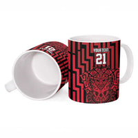 Custom Basketball New Zealand Ceramic Mug Red Maori Ta Moko Indigenous LT9 - Polynesian Pride