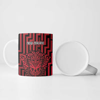 Custom Basketball New Zealand Ceramic Mug Red Maori Ta Moko Indigenous LT9 - Polynesian Pride