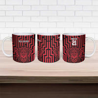 Custom Basketball New Zealand Ceramic Mug Red Maori Ta Moko Indigenous LT9 - Polynesian Pride