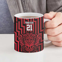 Custom Basketball New Zealand Ceramic Mug Red Maori Ta Moko Indigenous LT9 - Polynesian Pride