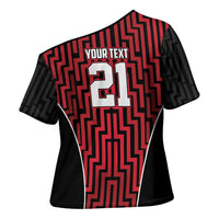 Custom Basketball New Zealand Cross Shoulder Shirt Red Maori Ta Moko Indigenous LT9 - Polynesian Pride