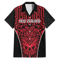 Custom Basketball New Zealand Family Matching Mermaid Dress and Hawaiian Shirt Red Maori Ta Moko Indigenous - Polynesian Pride