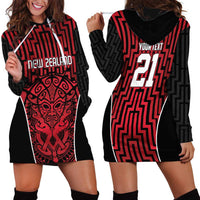 Custom Basketball New Zealand Hoodie Dress Red Maori Ta Moko Indigenous - Polynesian Pride