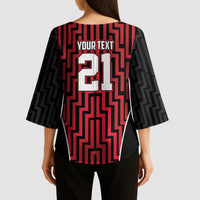 Custom Basketball New Zealand Kimono Sleeve Blouse Red Maori Ta Moko Indigenous LT9 - Polynesian Pride
