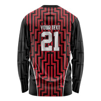 Custom Basketball New Zealand Long Sleeve Shirt Red Maori Ta Moko Indigenous LT9 - Polynesian Pride