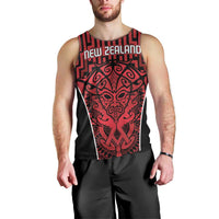 Custom Basketball New Zealand Men Tank Top Red Maori Ta Moko Indigenous LT9 - Polynesian Pride