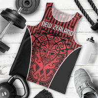 Custom Basketball New Zealand Men Tank Top Red Maori Ta Moko Indigenous LT9 - Polynesian Pride