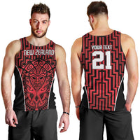 Custom Basketball New Zealand Men Tank Top Red Maori Ta Moko Indigenous LT9 - Polynesian Pride