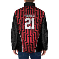 Custom Basketball New Zealand Padded Jacket Red Maori Ta Moko Indigenous LT9 - Polynesian Pride