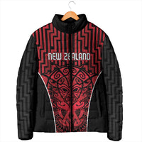 Custom Basketball New Zealand Padded Jacket Red Maori Ta Moko Indigenous LT9 - Polynesian Pride