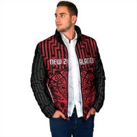 Custom Basketball New Zealand Padded Jacket Red Maori Ta Moko Indigenous LT9 - Polynesian Pride