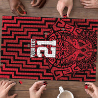 Custom Basketball New Zealand Puzzle Red Maori Ta Moko Indigenous LT9 - Polynesian Pride