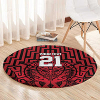 Custom Basketball New Zealand Round Carpet Red Maori Ta Moko Indigenous - Polynesian Pride