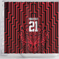 Custom Basketball New Zealand Shower Curtain Red Maori Ta Moko Indigenous - Polynesian Pride