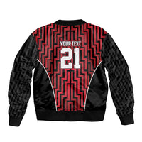 Custom Basketball New Zealand Sleeve Zip Bomber Jacket Red Maori Ta Moko Indigenous LT9 - Polynesian Pride
