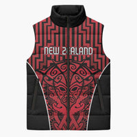 Custom Basketball New Zealand Sleeveless Puffer Jacket Red Maori Ta Moko Indigenous LT9 Unisex Red - Polynesian Pride