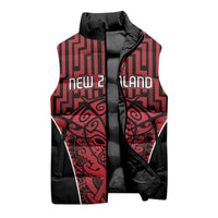 Custom Basketball New Zealand Sleeveless Puffer Jacket Red Maori Ta Moko Indigenous LT9 - Polynesian Pride